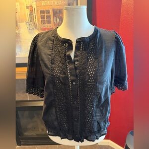 GAP Black Lace trim Women's Blouse